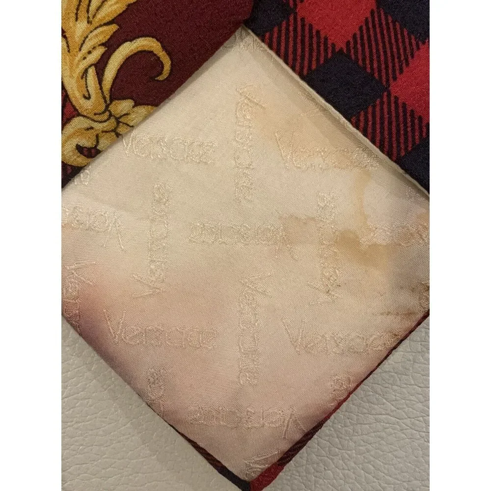 Vtg 1990s Gianni Versace Men's Plaid Harlequin Baroque Pre-Death Silk Tie 3.75